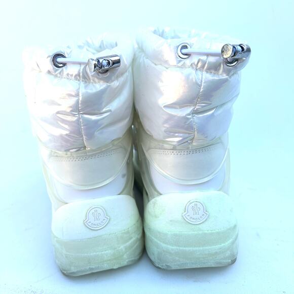 Moncler Designer Insolux Down Iridescent Snow Boots White Puffy 37.5 Size 6.5 - Picture 4 of 12